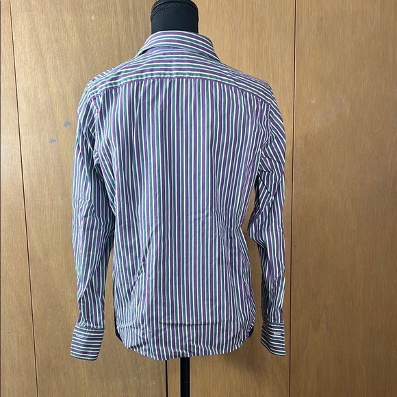 Vintage Ralph Lauren Petite Green and Purple Striped Button Up - Picture 5 of 6